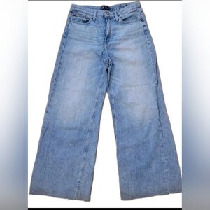Gap High Rise Wide Leg Raw Hem Blue Jeans Womans Sz 10 / 30 Trendy Boho Classic